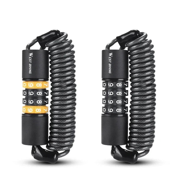 WEST BIKING Portable Password Bike Lock 4 Digit Password 150CM Fold Bicycle Cable Lock Motorcycle Bicycle Helmet  Anti Theft Lock