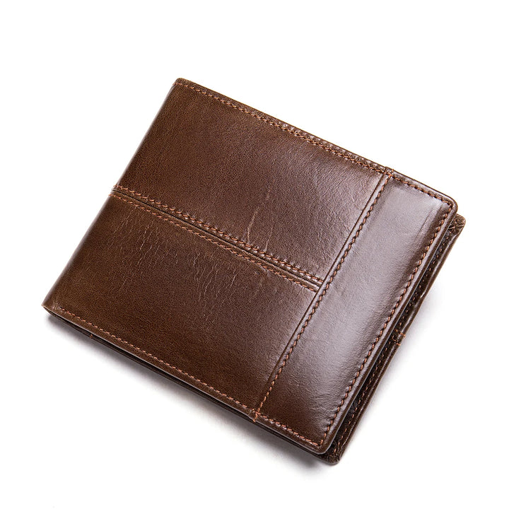 Brown leather wallet on a white background