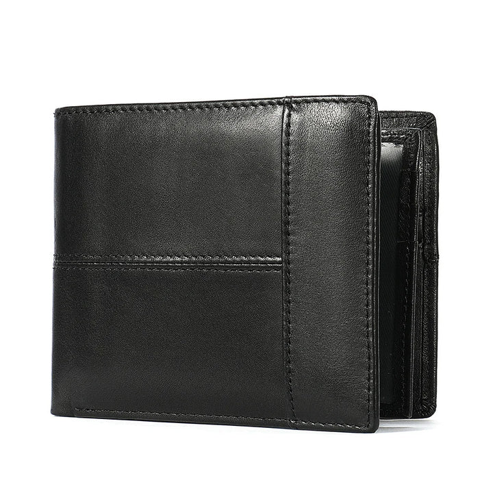 Black leather wallet on a white background
